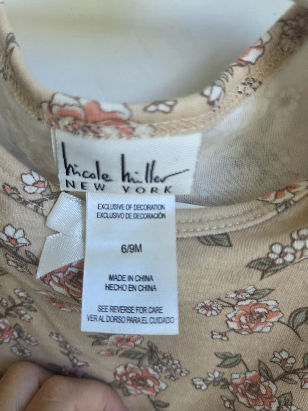 Nicole Miller Baby Floral Puff-Sleeve One-Piece - Brown & Tan